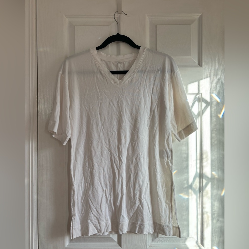 V-neck white shirt